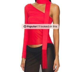 NIIHAI Asymmetric Neck Tie Top in True Red. Size M